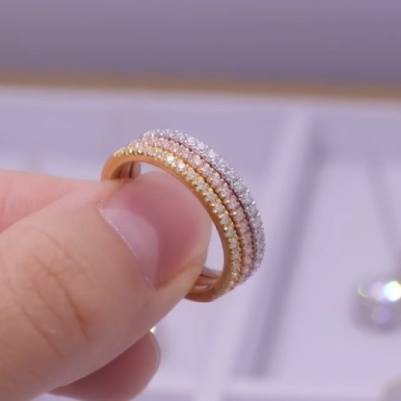 Diamond Gold Eternity Band Set - Picture 3 of 11